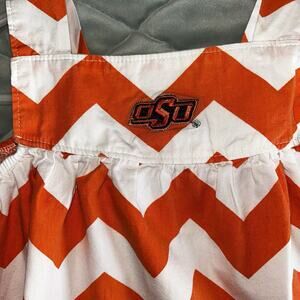 OSU Infant 12 M Dress With Bottoms Sleeveless Chevron Orange White